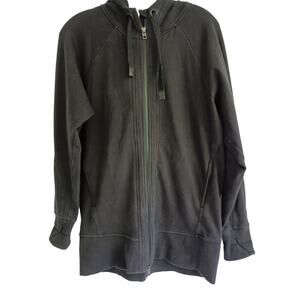 Athleta Triumph Long Hoodie black jacket size medium petite
